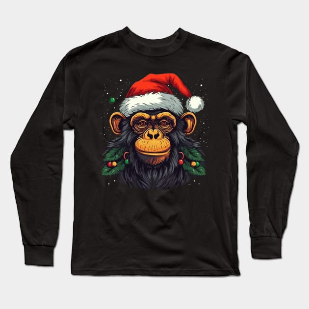 Monkey Christmas Long Sleeve T-Shirt by JH Mart